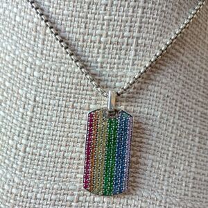 David Yurman Streamline rainbow Dog Tag